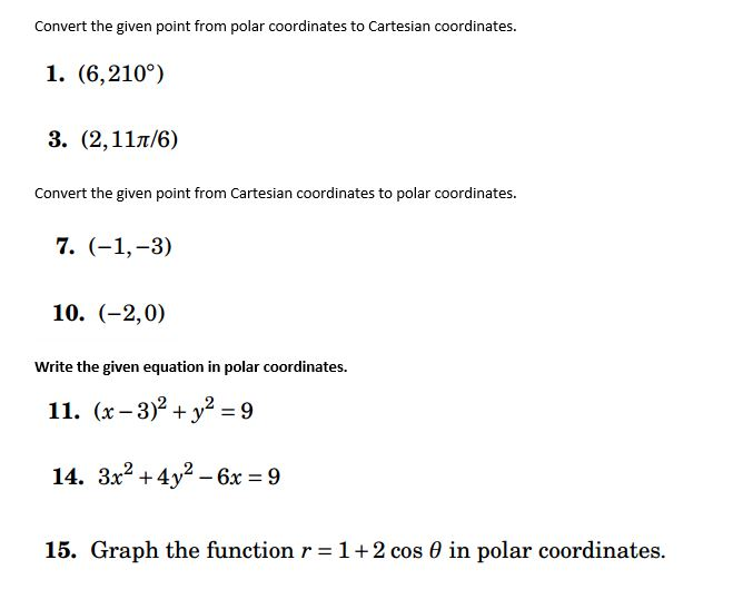 Polar coordinates outlet conversion