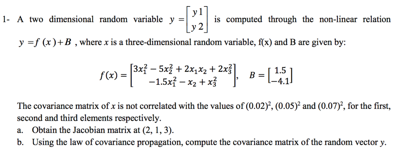 A Two Dimensional Random Variable Y = [y1 Y2] Is | Chegg.com