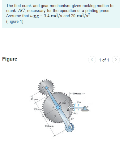 Solved The tied crank and gear mechanism gives rocking | Chegg.com