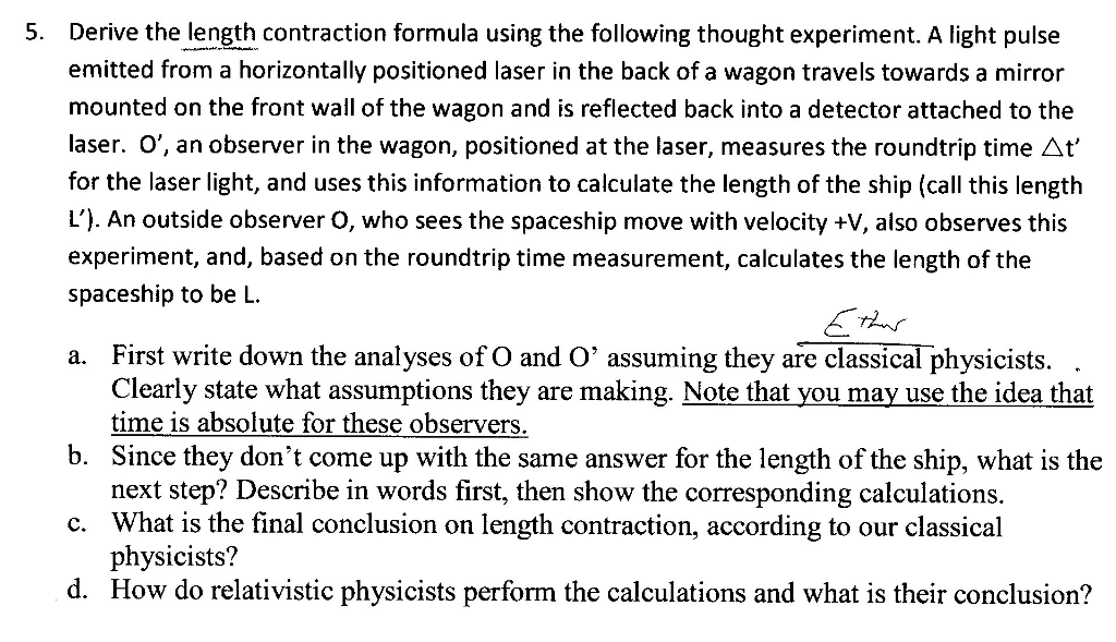 thought experiment length contraction