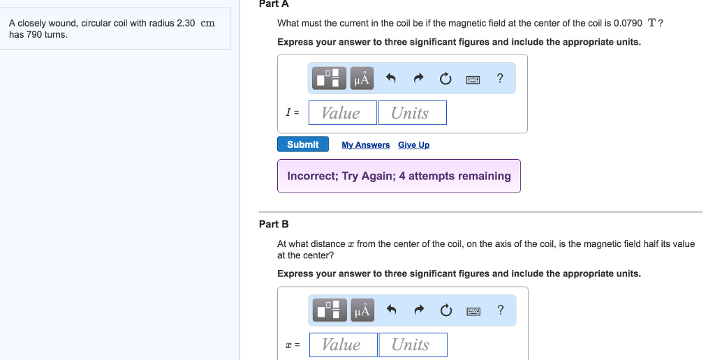 Solved Part A What must the current in the coil be if the | Chegg.com