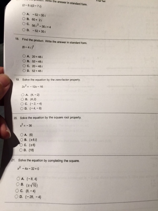 Solved Find the product Write the answer in standard form (6 | Chegg.com