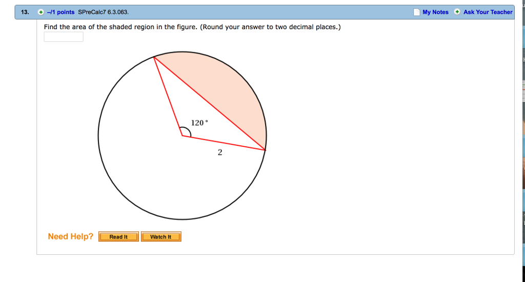 Solved Find the area of the shaded region in the figure. () | Chegg.com