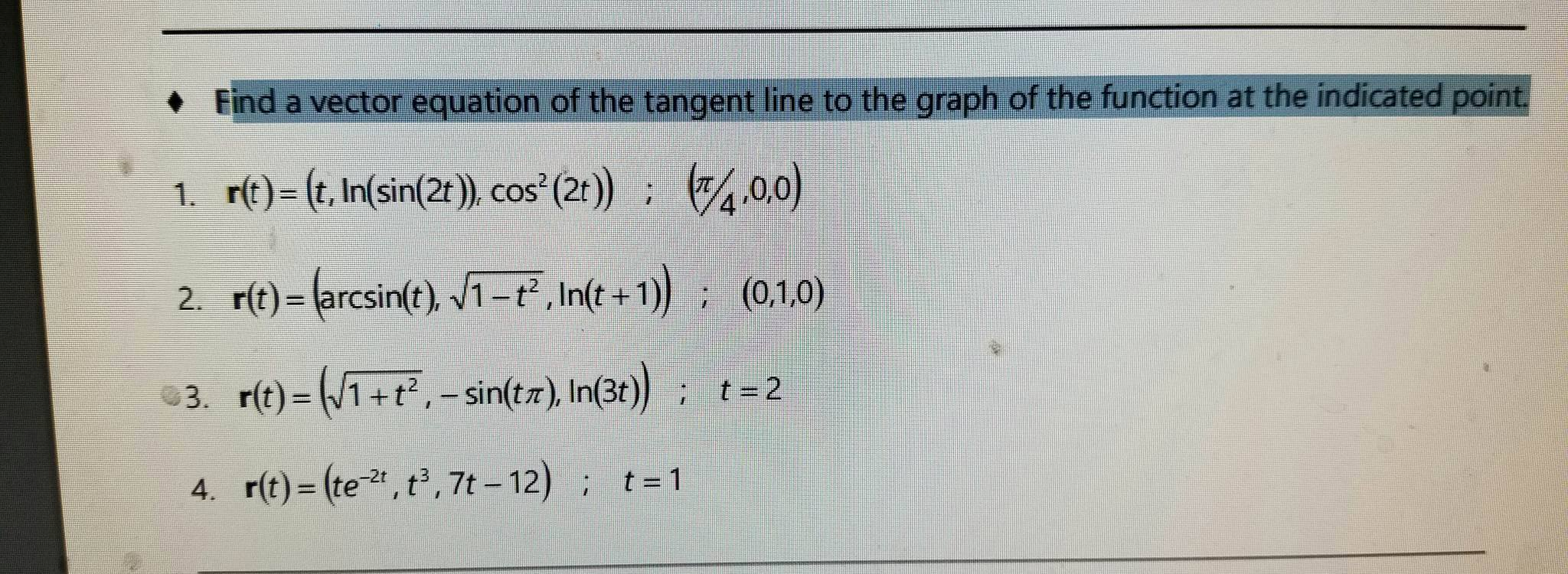 Solved Eind a vector equation of the tangent line to the | Chegg.com