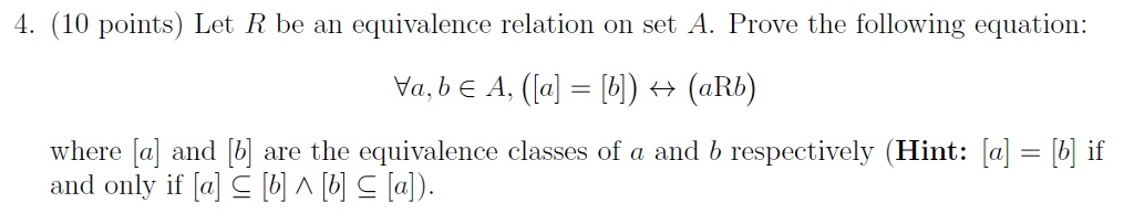 Solved 1. (10 points) Let R be an equivalence relation on | Chegg.com