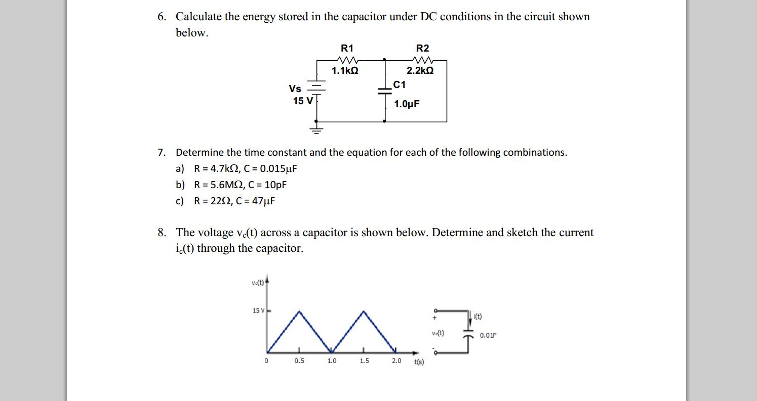 Solved Calculate the energy stored in the capacitor under DC | Chegg.com