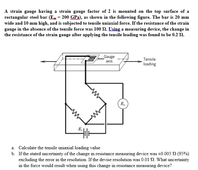 Solved A strain gauge having a strain gauge factor of 2 is | Chegg.com
