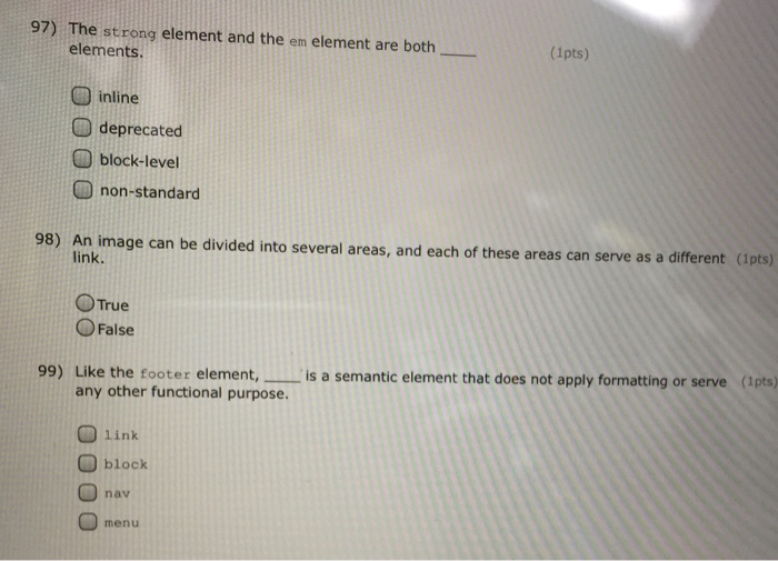Solved The strong element and the em element are both | Chegg.com