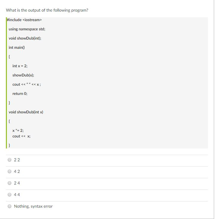 Solved In a function header, you must furnish: data type(s) | Chegg.com