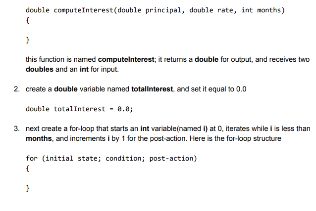 Solved double compu teInterest(double principal, double | Chegg.com
