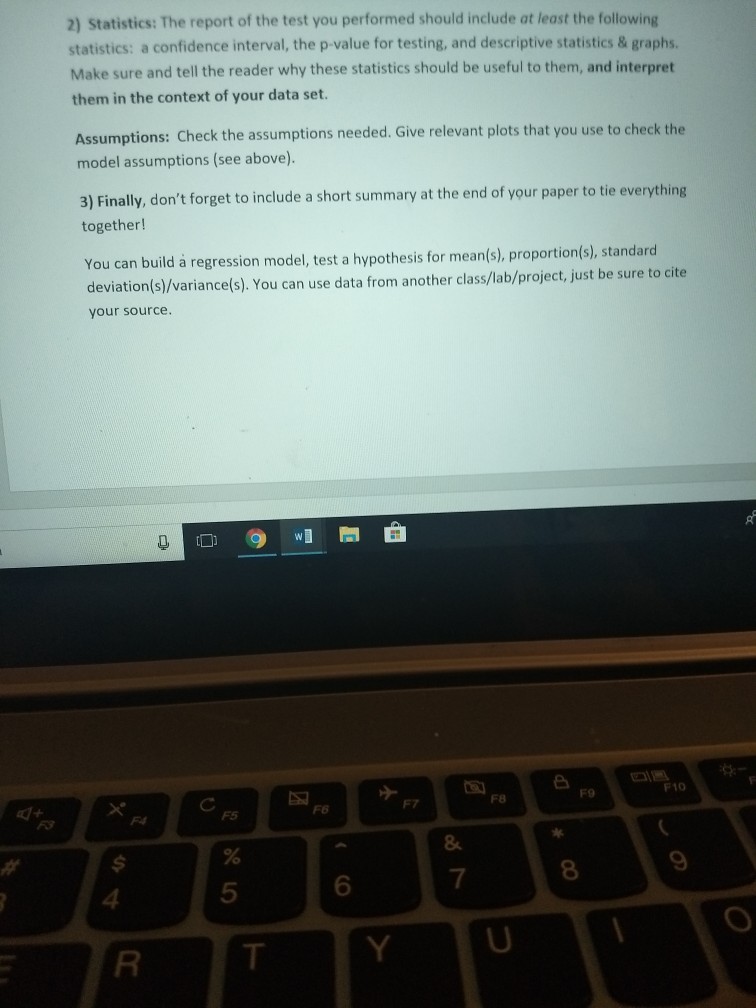 Solved final project statistics using technology such as chegg