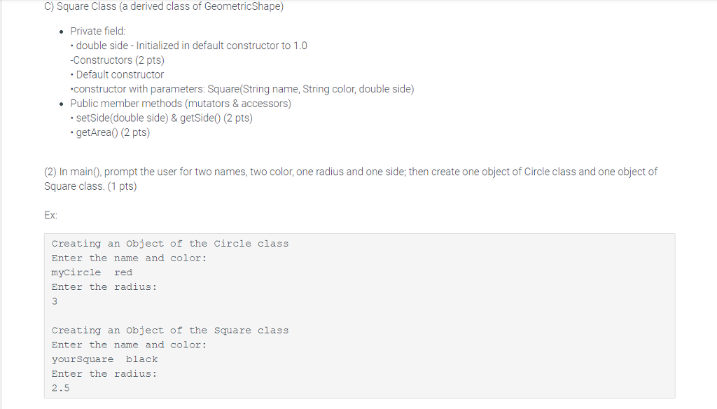 Solved 9.9 Program 9 Geometric Shapes Create four files to | Chegg.com