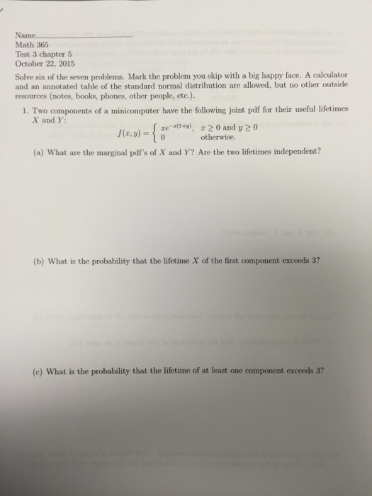 Solved Solve six of the seven problems. Mark the problem you | Chegg.com