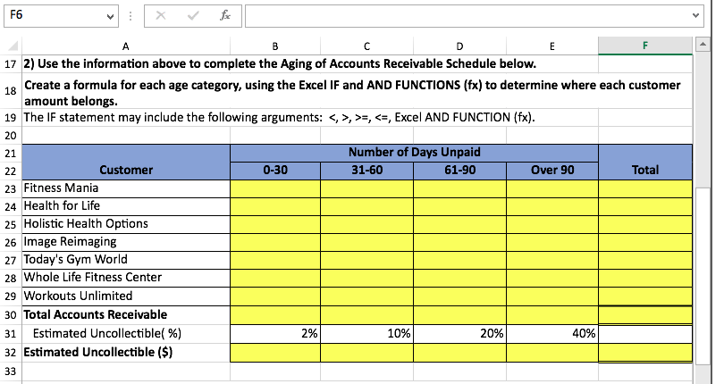 Solved ALL ANSWERS should be in excel formulas. Xercise | Chegg.com