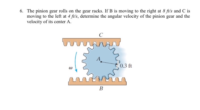 Solved The Pinion Gear Rolls On The Gear Racks. If B Is | Chegg.com