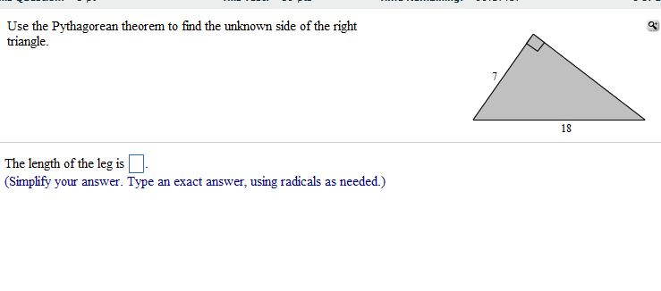 Solved Use the Pythagorean theorem to find the unknown side | Chegg.com
