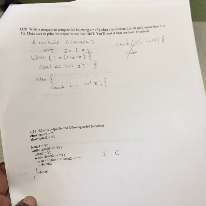 Solved Write a program to compute the following z = i * j | Chegg.com