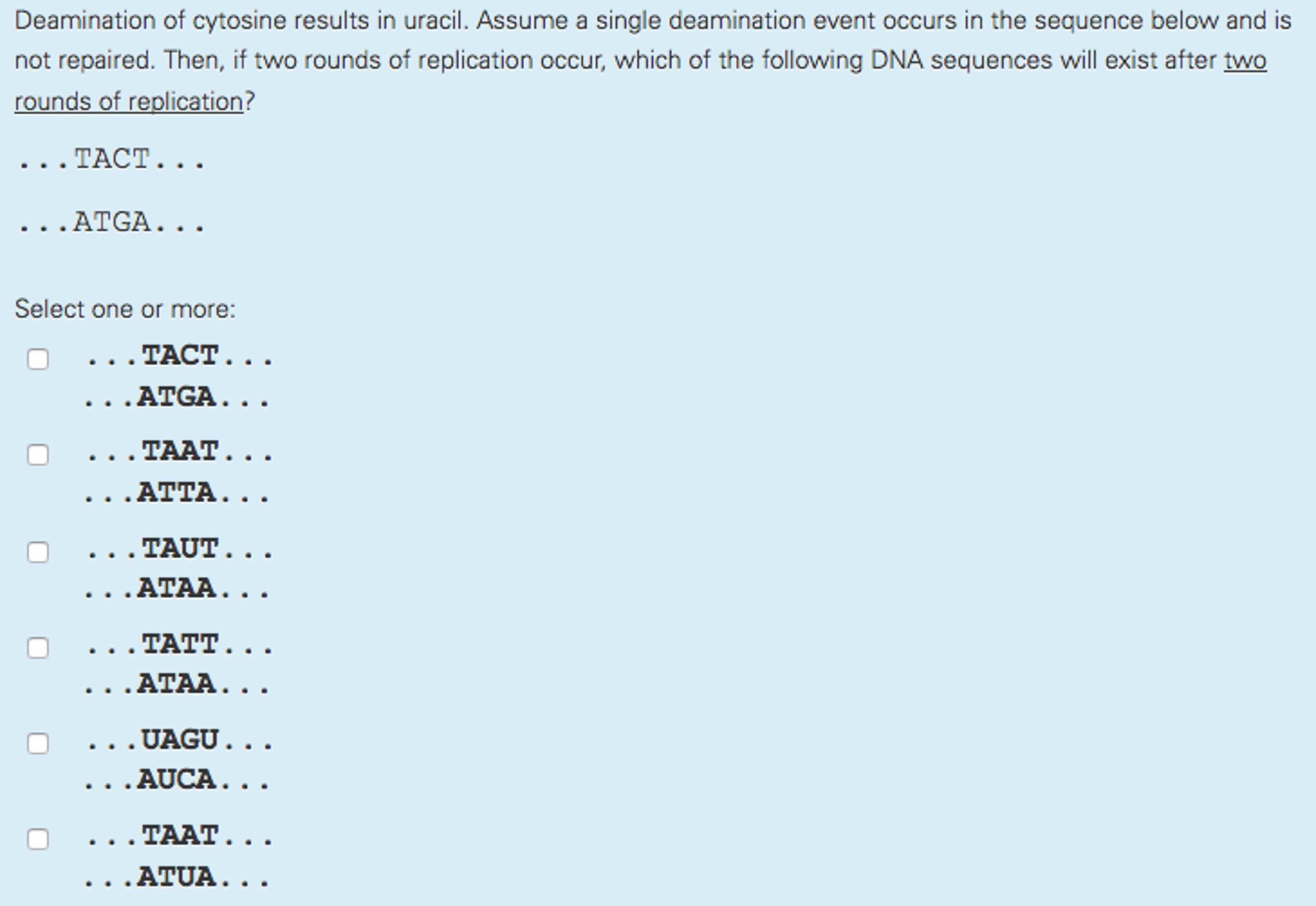 Solved Deamination of cytosine results in uracil. Assume a | Chegg.com
