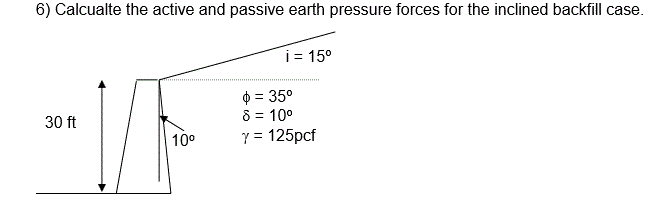 Solved Calcualte the active and passive earth pressure | Chegg.com