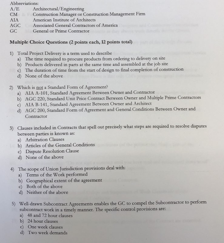 Solved Abbreviations A/E Architectural/Engineering CM AIA