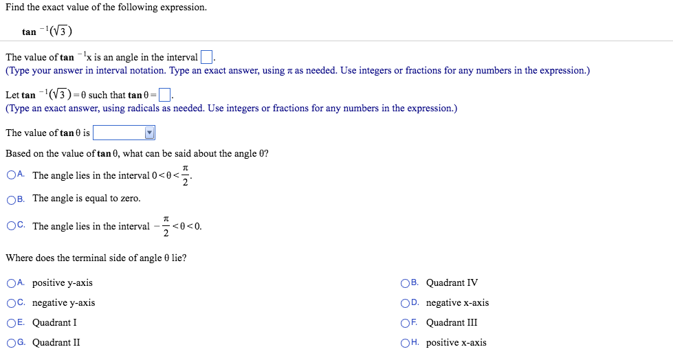 Solved Find The Exact Value Of The Following Expression Chegg Solved Find The Exact Value Of The Following Expression Chegg