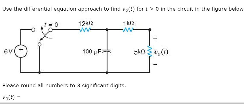 Solved Use the differential equation approach to find Vo(t) | Chegg.com