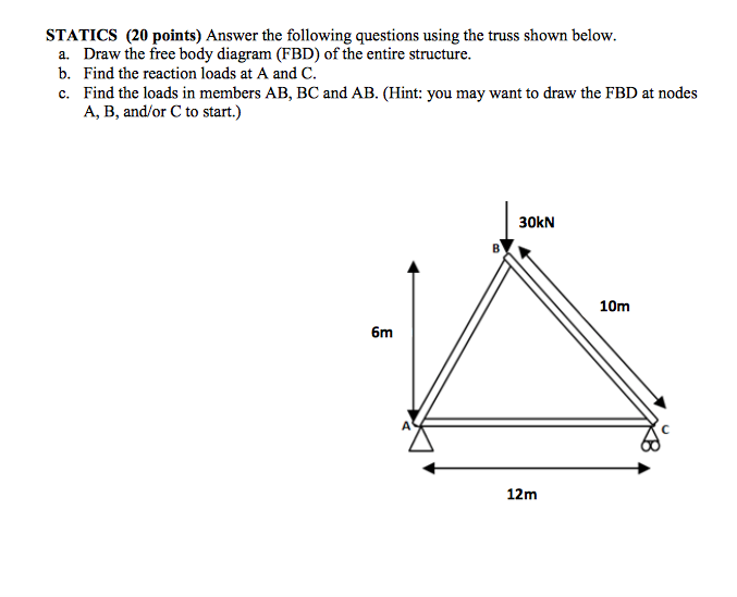 Solved: Answer The Following Questions Using The Truss Sho... | Chegg.com