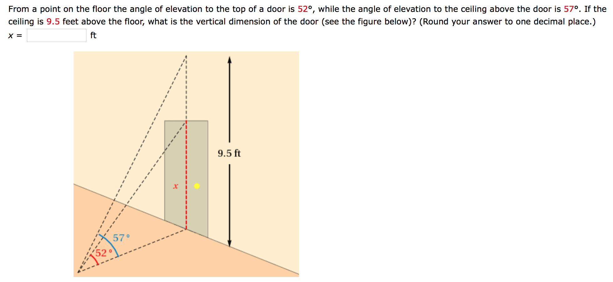Solved From a point on the floor the angle of elevation to