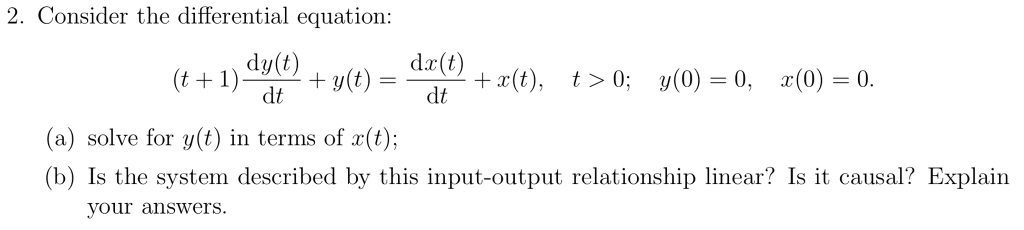 Solved 2. Consider the differential equation: + y(t)_ (a) | Chegg.com