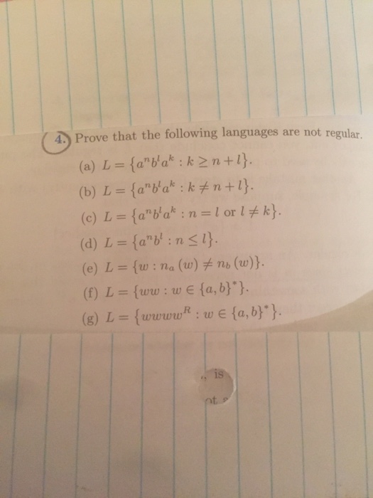 Solved Prove that the following languages are not regular L