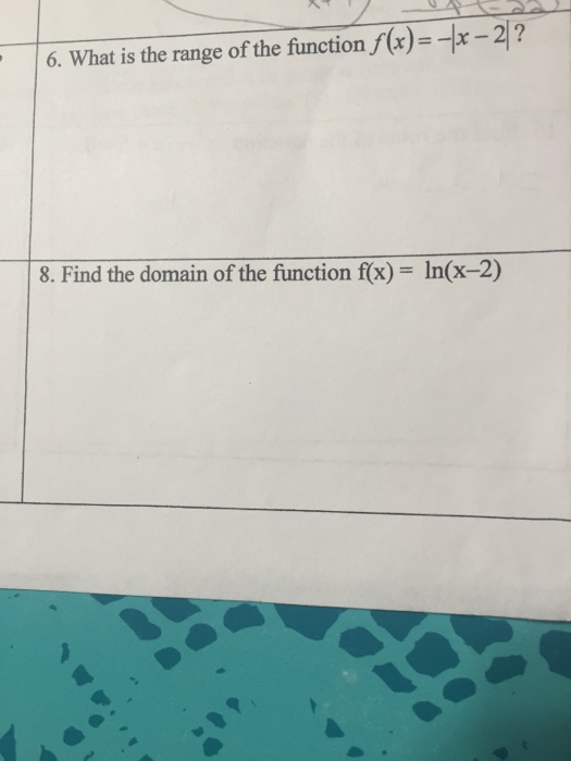 Solved 6. What is the range of the function f(x) = x 2?