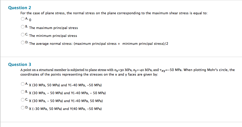 Solved Question2 For The Case Of Plane Stress The Normal Chegg Solved Question2 For The Case Of Plane Stress The Normal Chegg