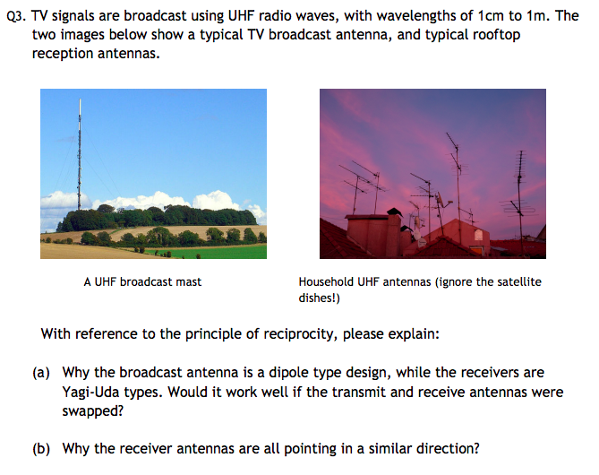 Q3·TV signals are broadcast using UHF radio waves,