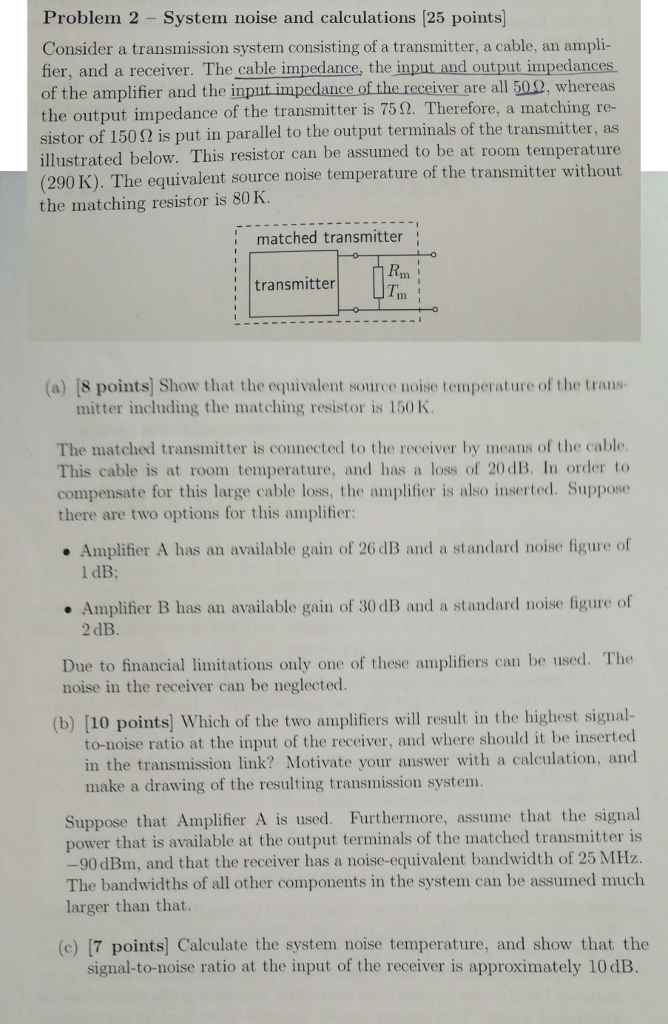 Solved Consider a transmission system consisting of a | Chegg.com