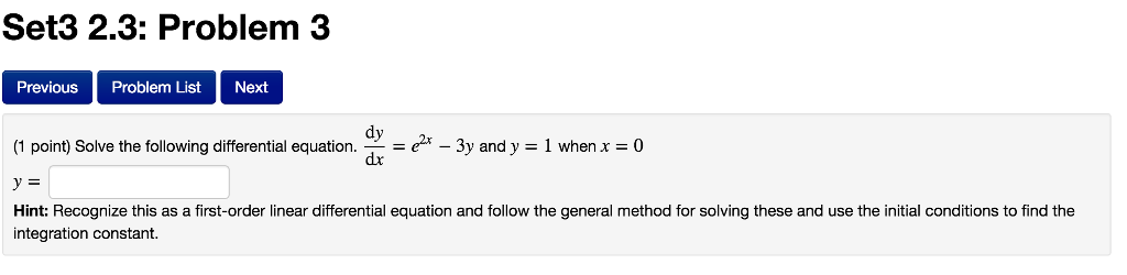Solved Solve the following differential equation. dy/dx = | Chegg.com
