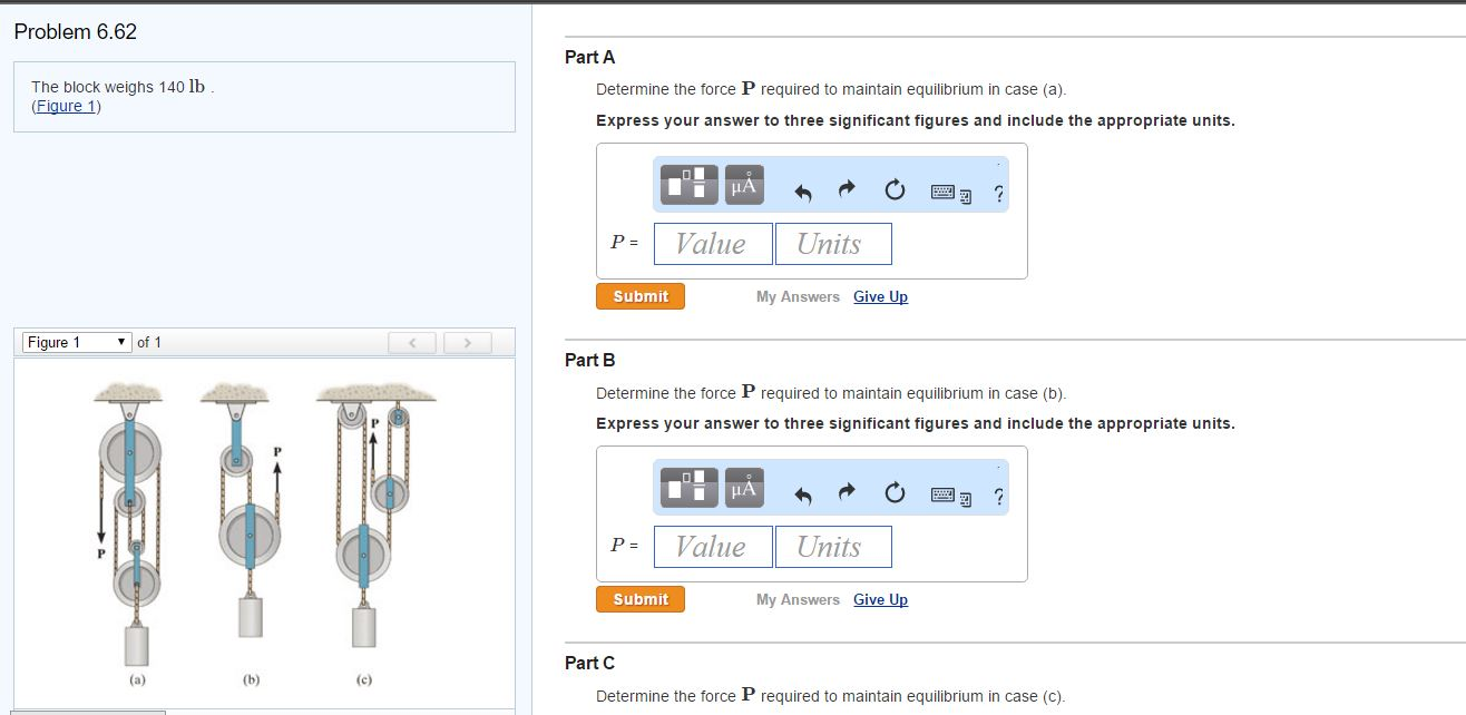 Solved Problem 6.62 The Block Weighs 140 Lb . (Figure 1) | Chegg.com