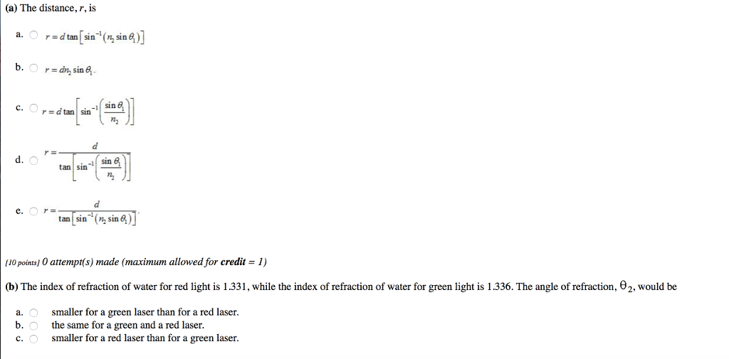 Solved As shown below, a laser is directed into a water tank | Chegg.com