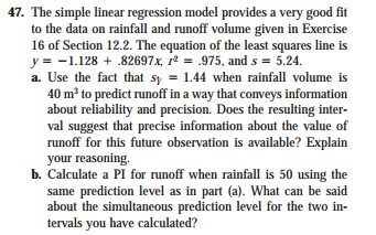 Solved 47. The simple linear regression model provides a | Chegg.com