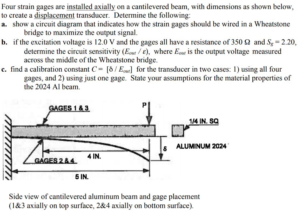 Solved Four strain gages are installed axially on a | Chegg.com
