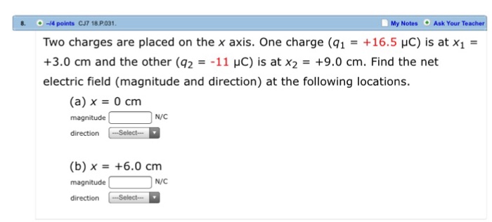 Solved Two charges are placed on the x axis. One charge (q_1 | Chegg.com