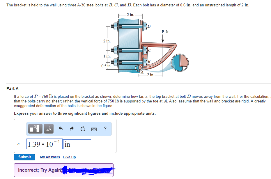 Solved The bracket is held to the wall using three A36
