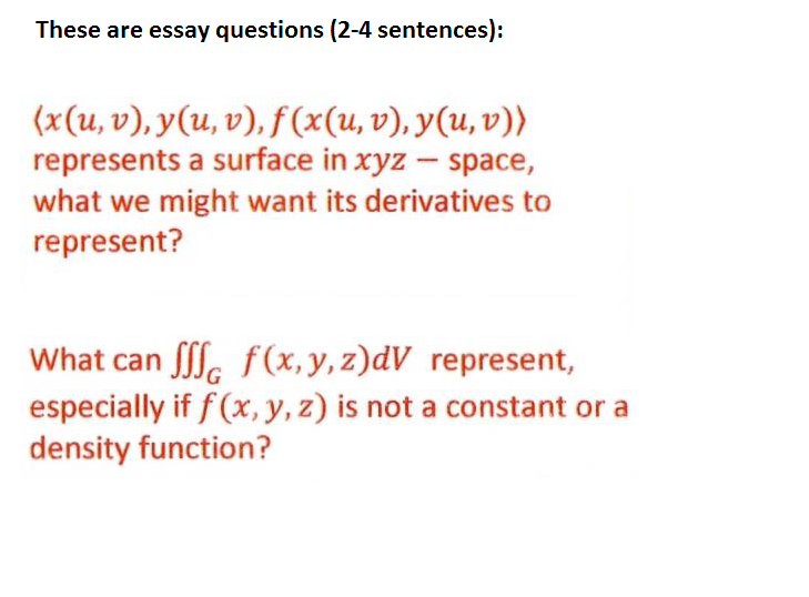 Solved These are essay questions (24 sentences) (x(u, v),