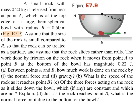 Solved A Small Rock With Mass 0.20 Kg Is Released From Rest | Chegg.com