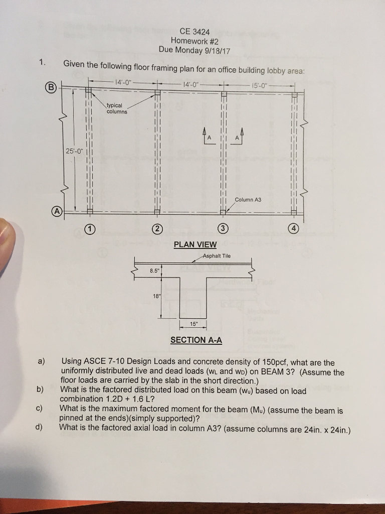 Solved Given the following floor framing plan for an office | Chegg.com