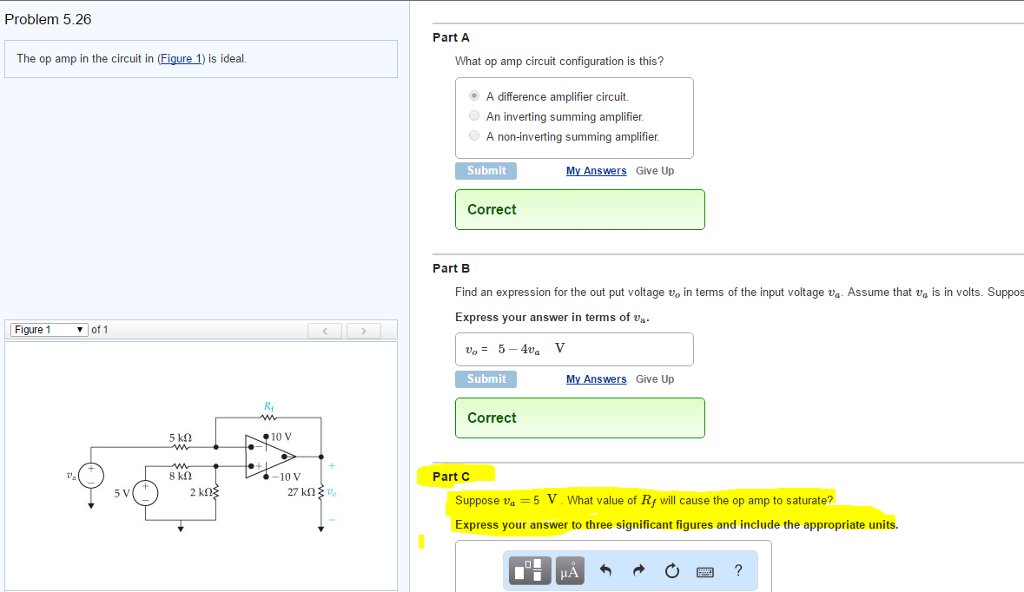 Solved The op amp in the circuit in (Figure 1) is ideal | Chegg.com