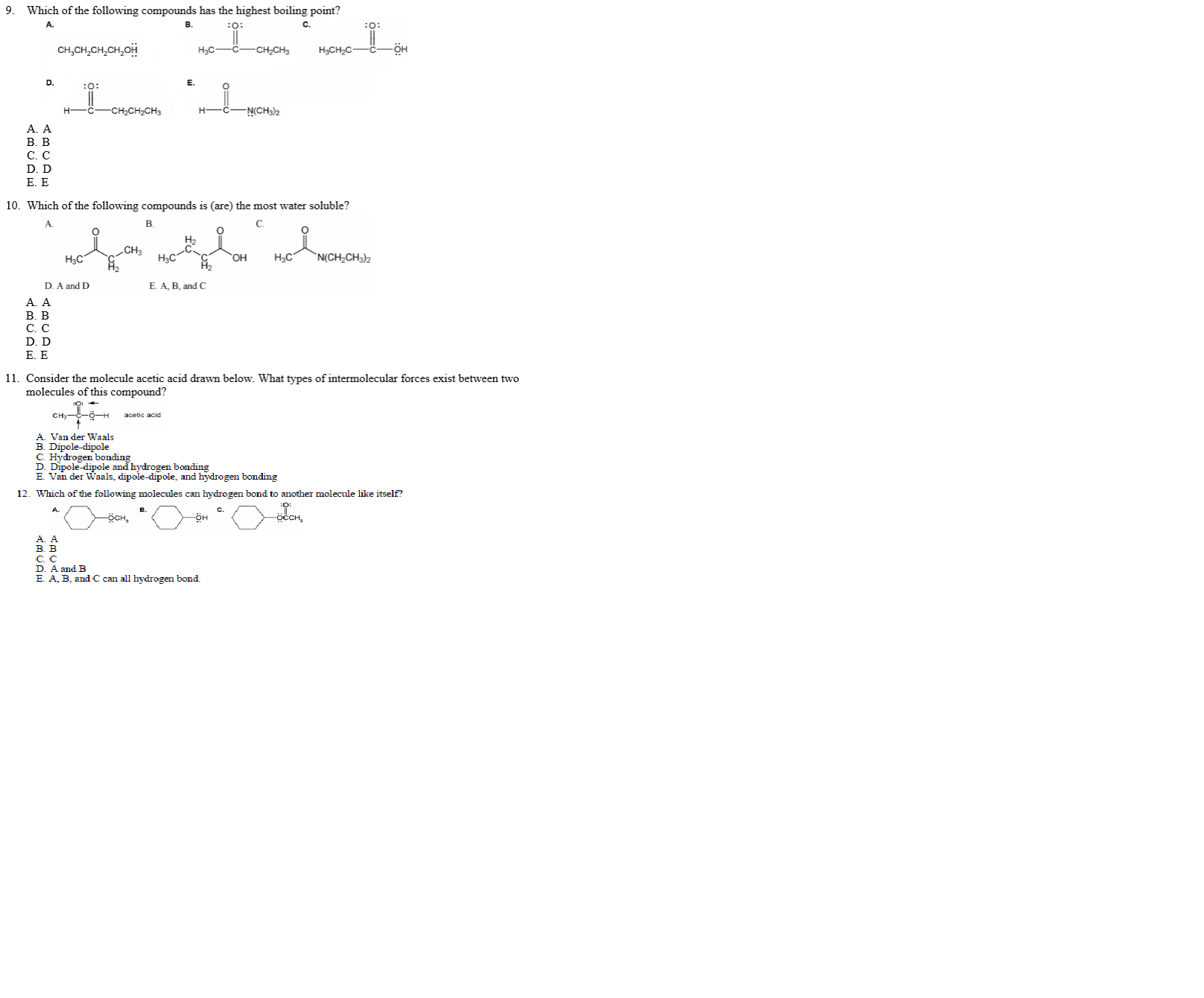 Get Answer Which Of The Following Compounds Has The Highest Boiling Point Transtutors 7744