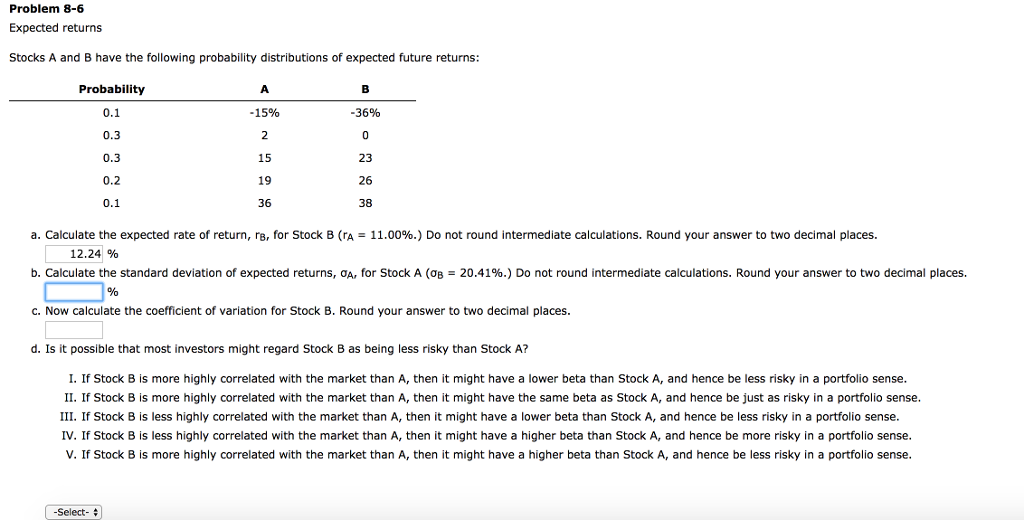 Solved Stocks A And B Have The Following Probability | Chegg.com