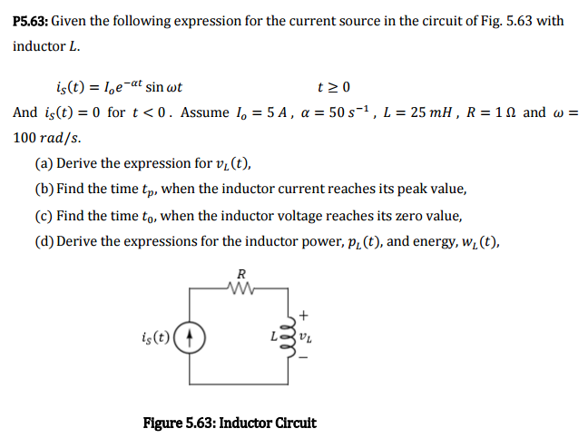 Solved Given The Following Expression For The Current Source 