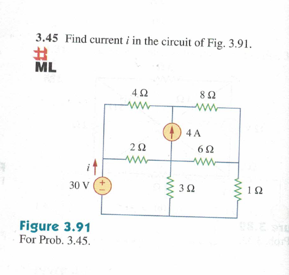 Solved Find current i in the circuit of Fig. 3.91. | Chegg.com