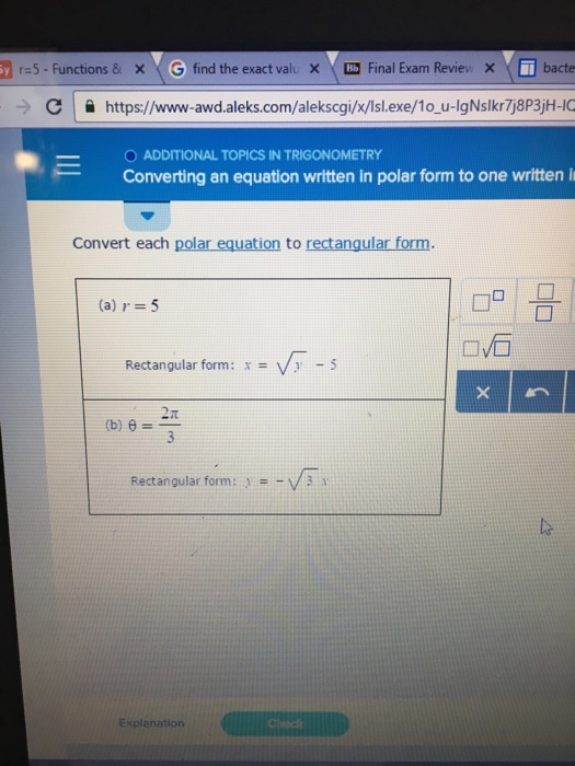how to convert a rectangular equation into polar form